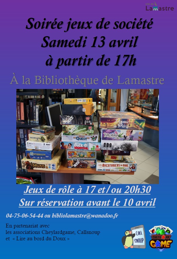 Affiche Soirée Jeux Lamastre 13avr24